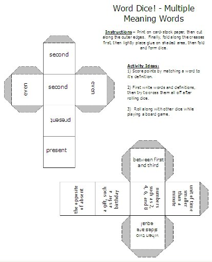 Multiple Meaning Words â Activities, Worksheets, Word Lists, And